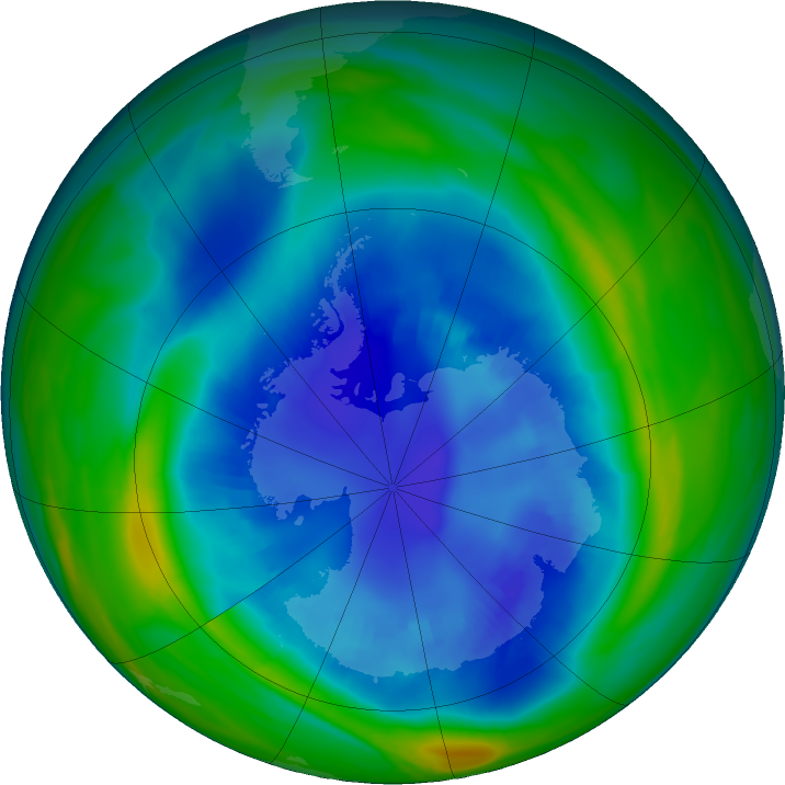 Antarctic ozone map for 27 August 2022